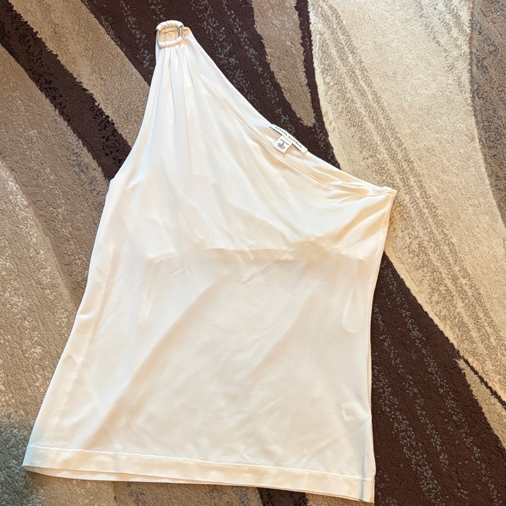 Banana Republic Cream Stretch One Shoulder Top